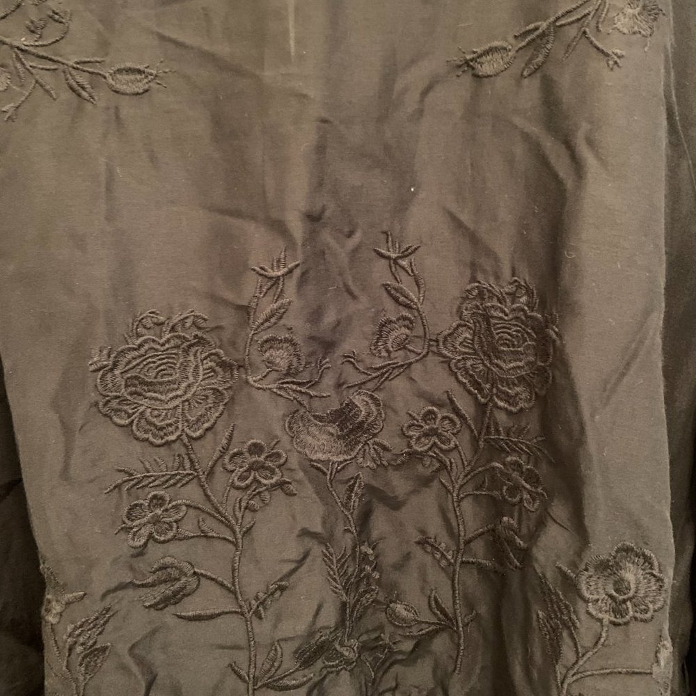 Zara Black Sheer Embroidered Blouse - Picture 5 of 6